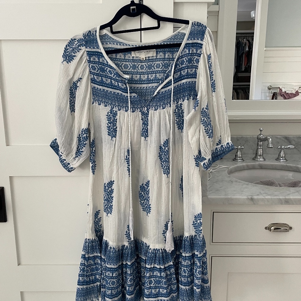 Daughters of India Blue and White Dress